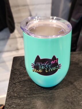 EUC Cat Lady Living My Best Nine Lives Insulated Tumbler - Aqua 12 Oz